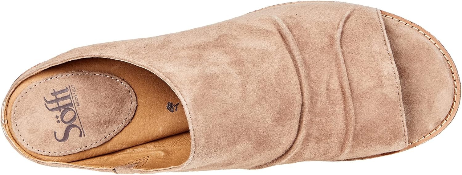 Söfft Women’s Netta Ruched Slide Sandals (Stone Suede, 6.5)