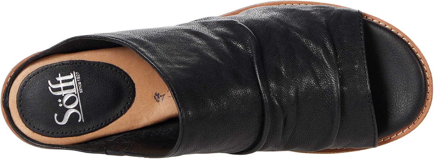 Söfft Women’s Netta Ruched Slide Sandals (Black, 6.5)
