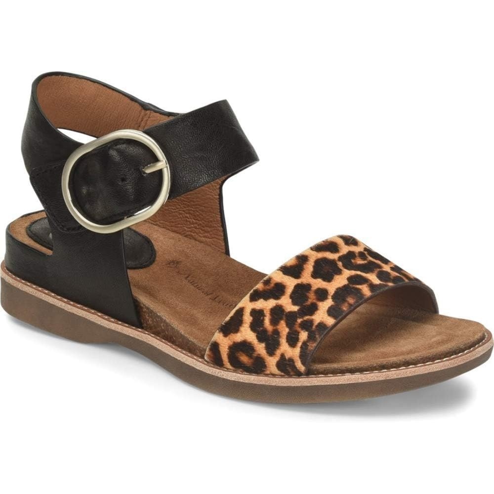 Sofft womens BaliSandal(Black/Leopard Tan Oleoso/Leopard Horse Hair)