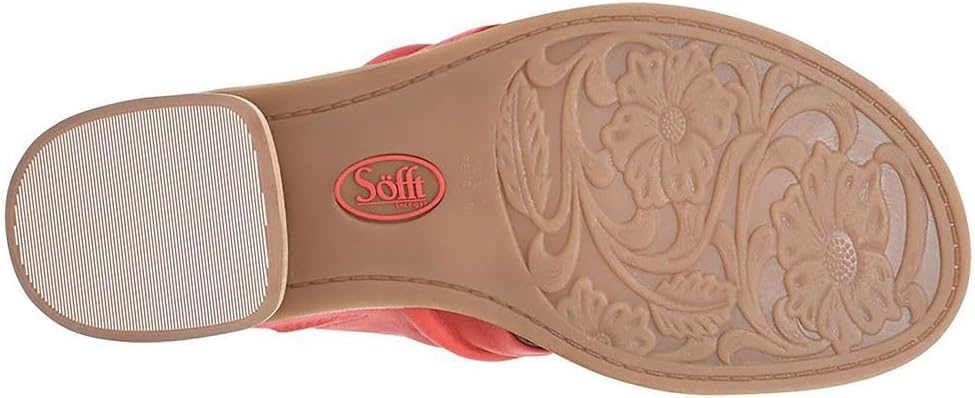 Fallon Leather Slide Sandal in Coral
