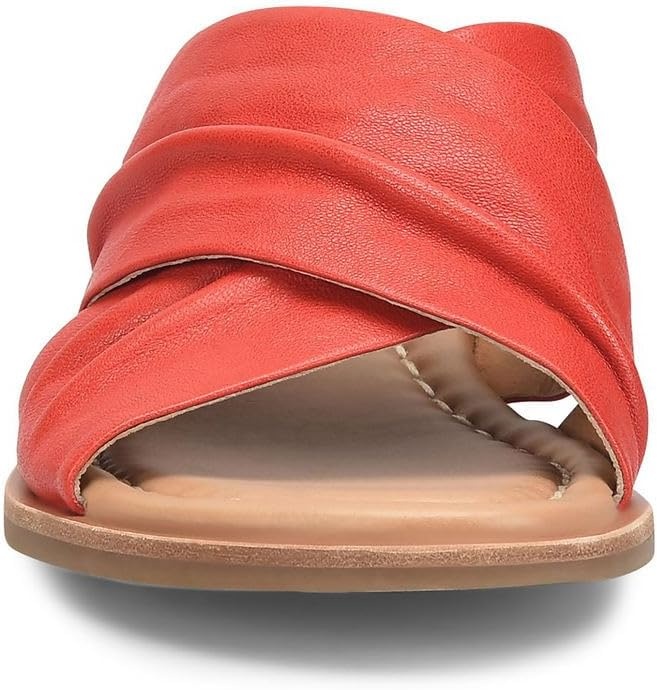 Fallon Leather Slide Sandal in Coral