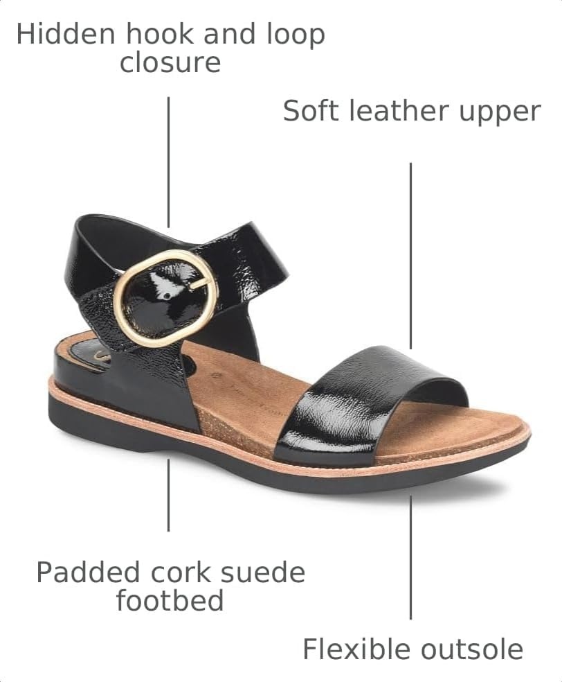 Sofft womens BaliSandal | Casual Sandals(Black Patent)