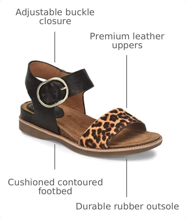 Sofft womens BaliSandal | Casual Sandals(Black/Leopard Tan Oleoso/Leopard Horse Hair)